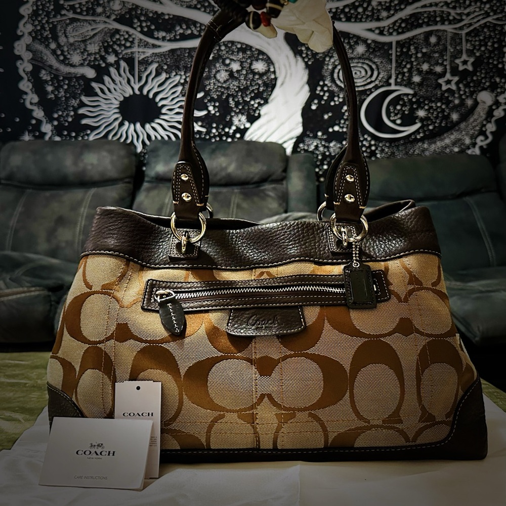 Vintage Y2K Coach tote bag Shoulder Bag Brown and Tan soft leather - Picture 5 of 17